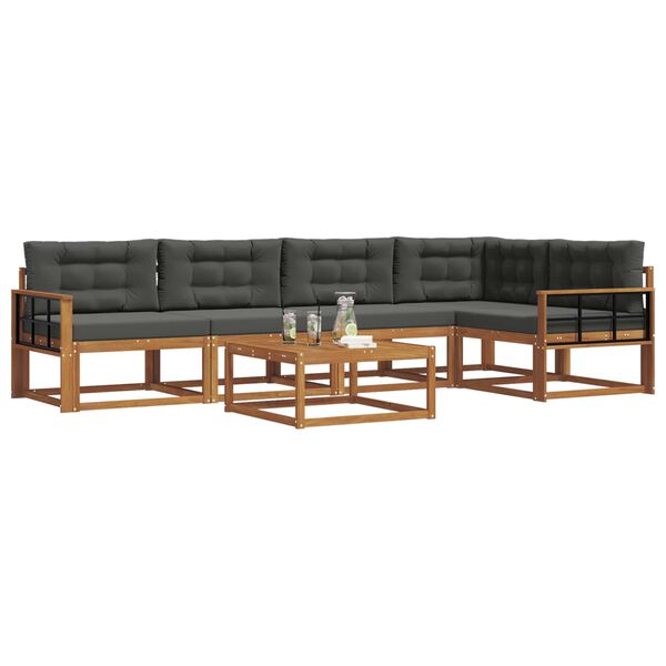 vidaXL Conjunto de Sof&aacute;s para Exterior 6 pcs Natural e Antracite