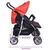 vidaXL Carrinho de beb&eacute; para g&eacute;meos, a&ccedil;o vermelho e preto