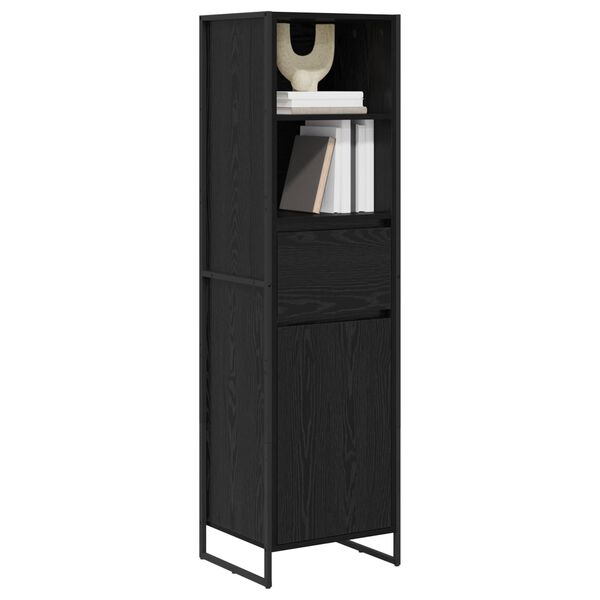 vidaXL Gabinete de Livros com gaveta Carvalho Preto 43 x 36 x 150.5 cm