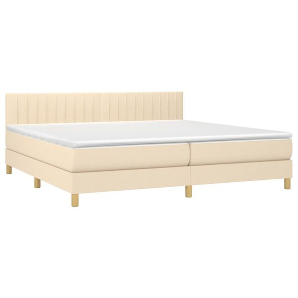 vidaXL Cama com molas/colch&atilde;o 200x200 cm tecido cor creme