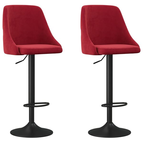 vidaXL Bancos de bar 2 pcs veludo vermelho tinto