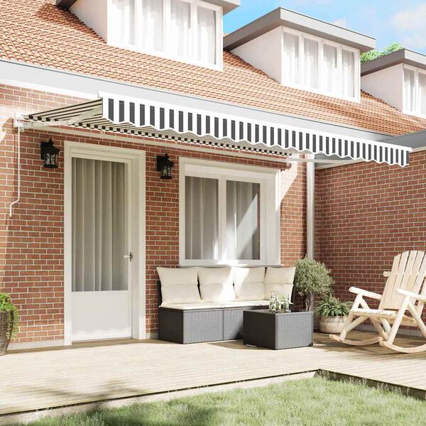 vidaXL Toldo Retr&aacute;til Manual Antracite e Branco 400 x 200 cm