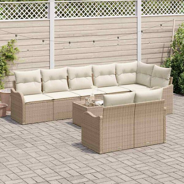 vidaXL Conjunto de Sofá de Jardim 9 pcs Bege vime PE
