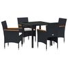 vidaXL Conjunto de Jantar para Jardim 5 unid. Preto vime PE