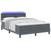 vidaXL Cama Box Spring LED com led Cinza Escuro 160 x 200 cm Veludo