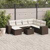 vidaXL 8 pcs conjunto sof&aacute;s de jardim c/ almofad&otilde;es vime PE castanho