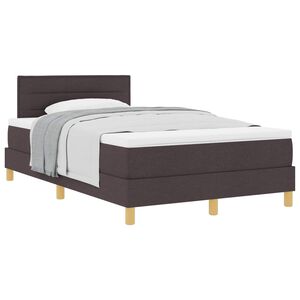 vidaXL Cama Box com colch&atilde;o Marrom Escuro 120 x 190 cm tecido