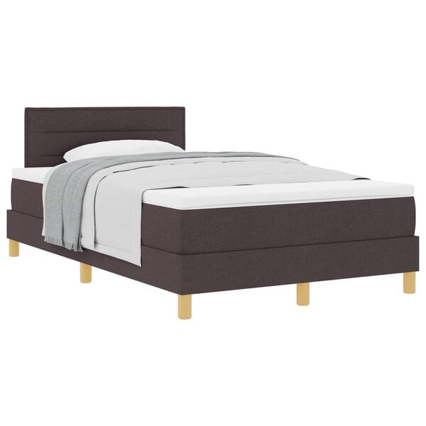vidaXL Cama Box com colch&atilde;o Marrom Escuro 120 x 190 cm tecido
