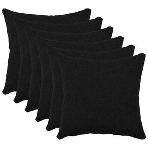 vidaXL Capa almofada 6 pcs HEERLEN Preto 30 x 30 cm Boucl&eacute;