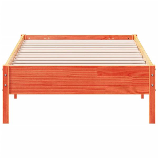 vidaXL Cama sem colch&atilde;o 100x200 cm pinho maci&ccedil;o castanho-mel