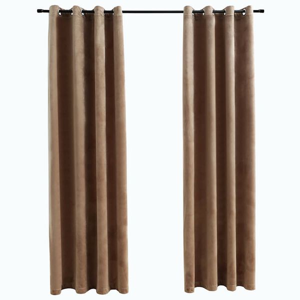 vidaXL Cortinas blackout com argolas 2 pcs 140x245 cm veludo bege