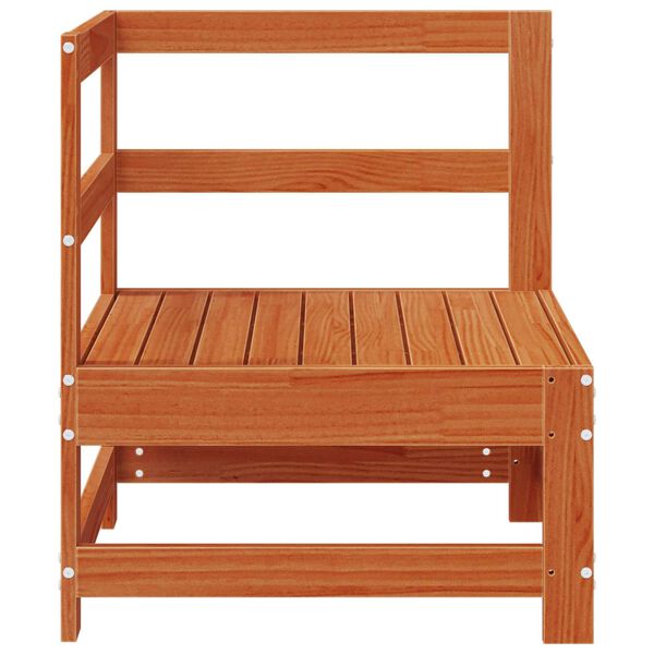 vidaXL Sof&aacute; de Canto para Jardim Madeira de pinho maci&ccedil;o Castanho Cera