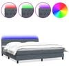 vidaXL Cama box spring c/ colch&atilde;o e LED 180x210 cm veludo cinzento-escuro