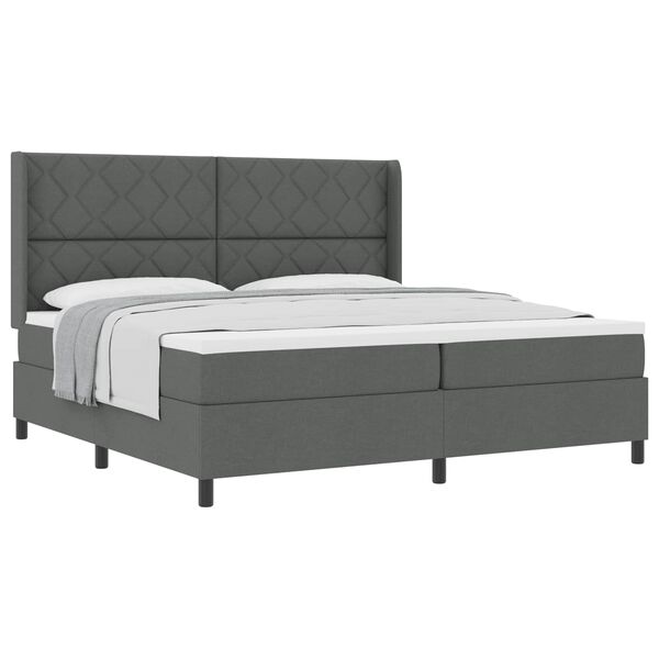 vidaXL Cama Box com colch&atilde;o Cinzento escuro 200 x 200 cm tecido