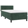 vidaXL Cama com molas/colch&atilde;o 100x200 cm veludo verde-escuro