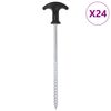 vidaXL Estacas para tenda 24 pcs 20 cm &Oslash;7 mm a&ccedil;o galvanizado