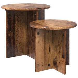 vidaXL Conjunto de mesas de apoio 2 pcs Madeira antiga