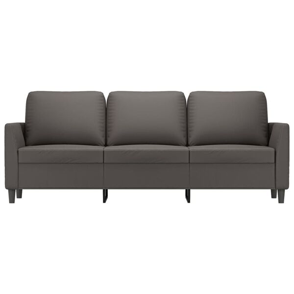 vidaXL Sofá de 3 lugares 180 cm couro artificial cinza