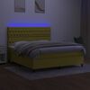 vidaXL Cama box spring c/ colch&atilde;o e LED 180x200 cm tecido verde