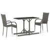 vidaXL 3 pcs conjunto de jantar para jardim cinzento