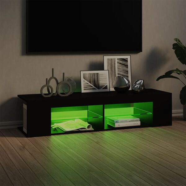 vidaXL M&oacute;vel de TV com luzes LED 135x39x30 cm preto