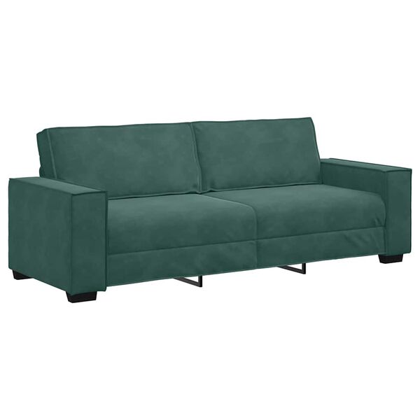 vidaXL Sof&aacute; de 3 lugares 220x78x84 cm veludo verde-escuro