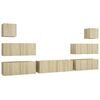 vidaXL 7pcs conjunto de m&oacute;veis de TV derivados madeira carvalho sonoma