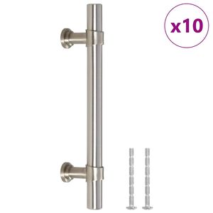 vidaXL Puxadores para m&oacute;veis 10 pcs 96 mm a&ccedil;o inoxid&aacute;vel prateado