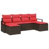 vidaXL Conjunto de Sof&aacute;s 6 unid. Castanho vime PE