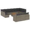 vidaXL 14 pcs conjunto sof&aacute;s p/ jardim c/ almofad&otilde;es vime PE cinzento