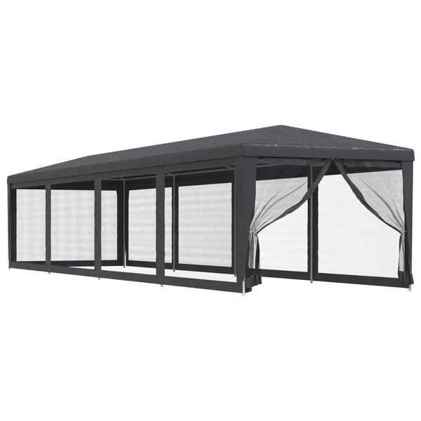 vidaXL Tenda festas c/ 10 paredes laterais rede 3x12 m PEAD antracite