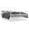 vidaXL Estrutura de cama com cabeceira e p&eacute;s 135x190 cm metal branco