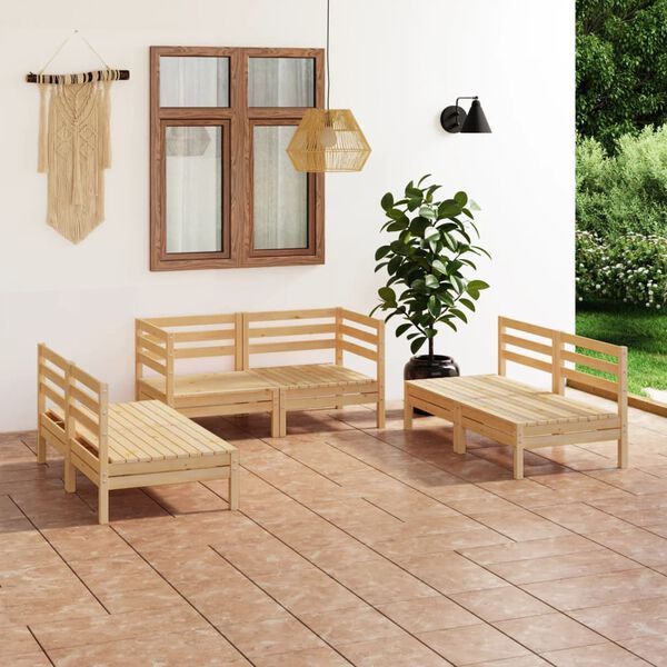 vidaXL 6 pcs conjunto lounge de jardim pinho maci&ccedil;o