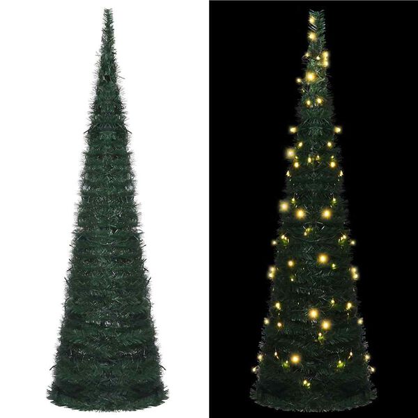 vidaXL &Aacute;rvore Natal pop-up artificial pr&eacute;-iluminada 210 cm verde