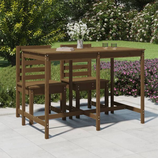 vidaXL Mesa de jardim 159,5x82,5x110 cm pinho maci&ccedil;o castanho-mel