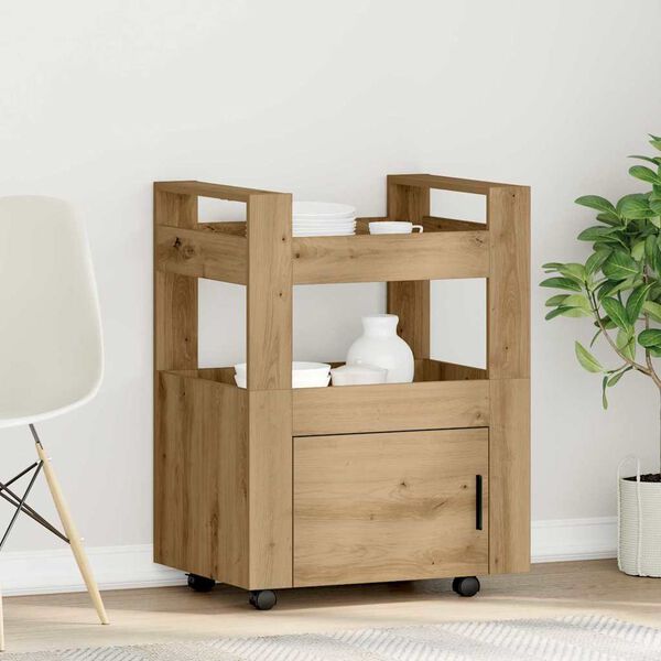 vidaXL Carrinho de Cozinha carvalho artisiano 60 x 45 x 80 cm