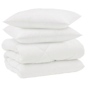 vidaXL Edredom de Inverno com travesseiro 3 pcs Branco Microfibra