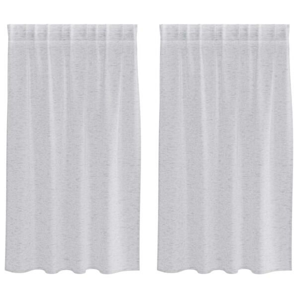 vidaXL Cortina de Voile 2 pcs Cinzento-claro 140 x 140 cm Poli&eacute;ster