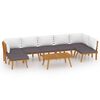 vidaXL 8 pcs conjunto lounge de jardim com almofad&otilde;es ac&aacute;cia maci&ccedil;a