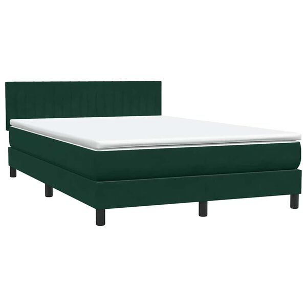 vidaXL Cama com molas/colch&atilde;o 160x220 cm veludo verde-escuro