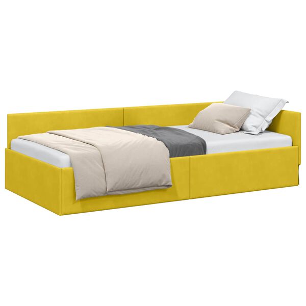 vidaXL Estrutura de Cama de Canto com cabeceira Amarelo 90 cm x 200 cm