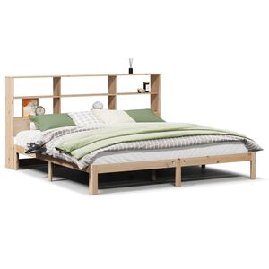 vidaXL Cama com estante sem colch&atilde;o 180x200 cm pinho maci&ccedil;o