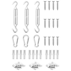 vidaXL 9 pcs conjunto acess&oacute;rios p/ para-sol vela a&ccedil;o inoxid&aacute;vel