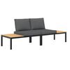 vidaXL 2 pcs conjunto de sof&aacute;s p/ jardim c/ almofad&otilde;es alum&iacute;nio preto