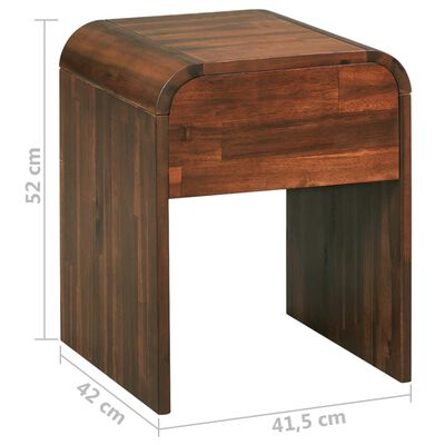 vidaXL Mesa de cabeceira em madeira de acácia maciça 41,5x42x52 cm