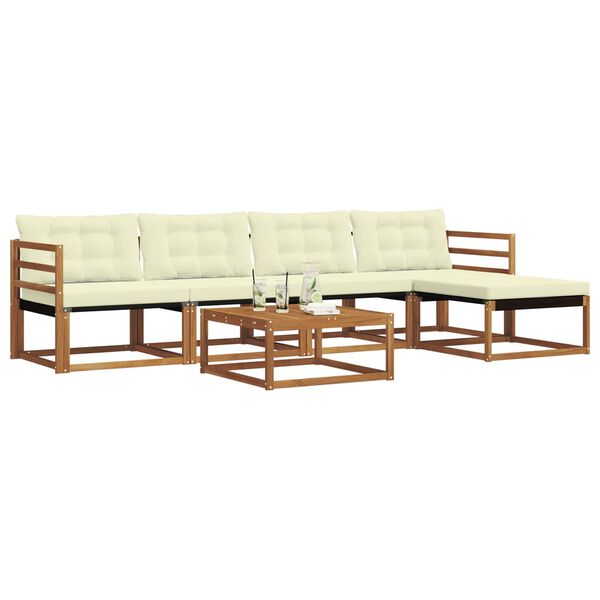 vidaXL Conjunto de Sof&aacute;s para Exterior 6 pcs Natural e Creme