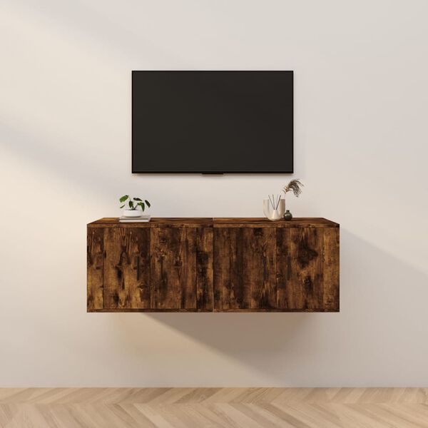 vidaXL M&oacute;veis de TV de parede 2 pcs 57x34,5x40 cm carvalho fumado
