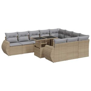vidaXL 11 pcs conjunto sof&aacute;s de jardim c/ almofad&otilde;es vime PE bege
