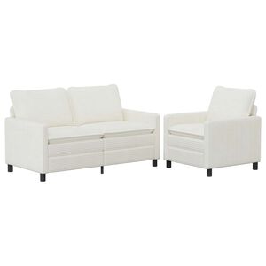 vidaXL Conjunto de Sof&aacute;s 2 unid. Creme Poli&eacute;ster