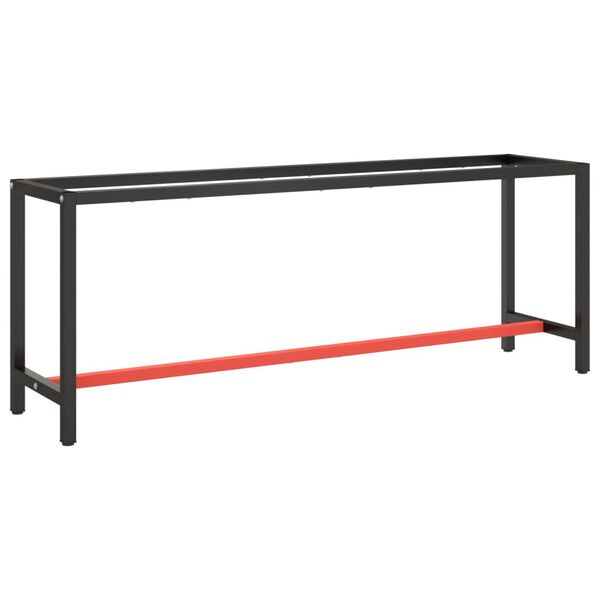 vidaXL Estrutura p/ bancada 210x50x79 cm metal preto e vermelho mate